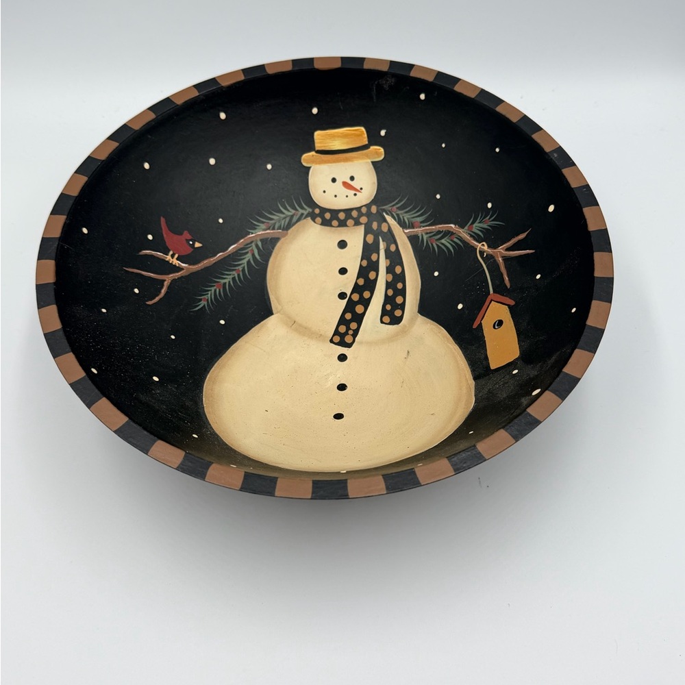 Festive Snowman Decorative Plate - Black and Cream